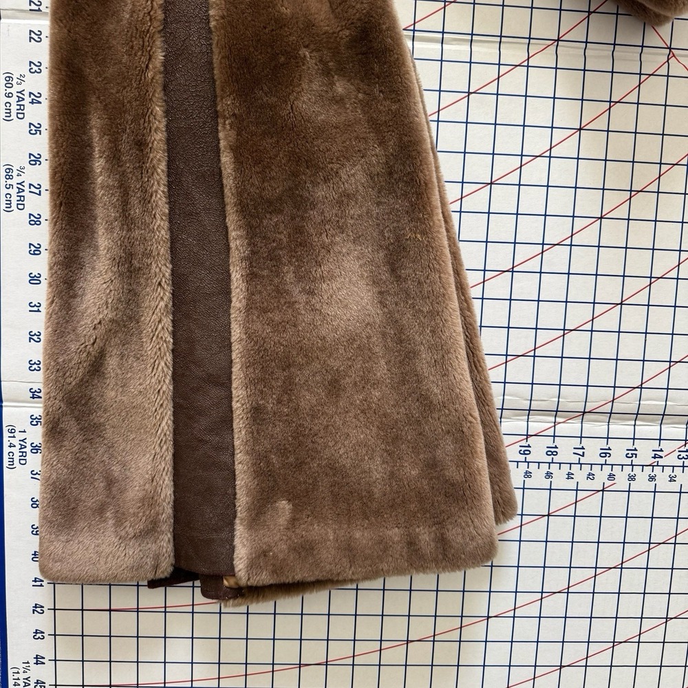 Borgana Fairmoor Vintage Faux Fur Faux Suede Belted Coat Small Mob Wife Gangster - Picture 13 of 13